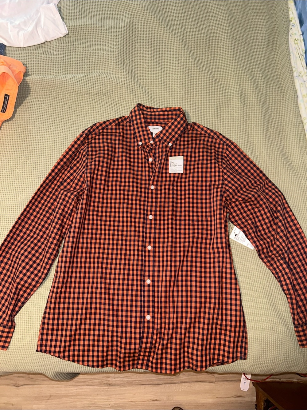 Sonoma Orange and Black Gingham Button-Down Shirt